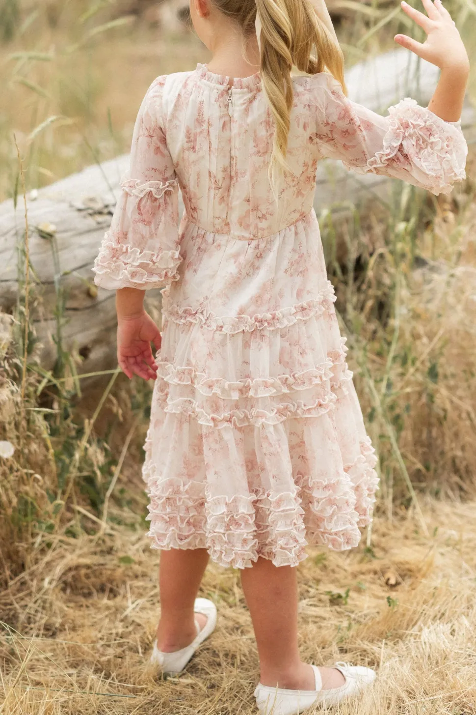 Mini Geneva Dress in Banana Creme Aquarelle Fleur