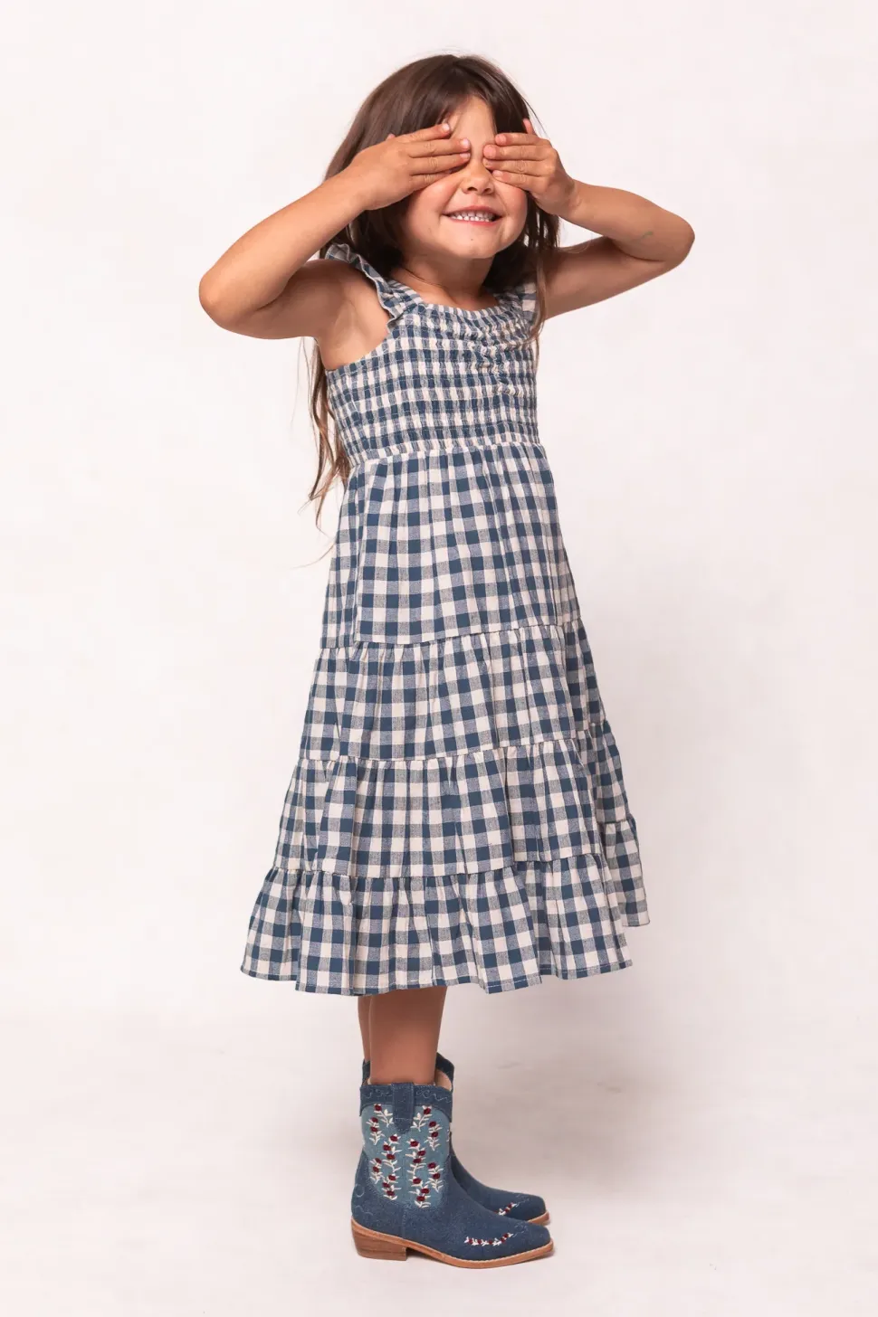 Mini Hailey Dress in Indigo Gingham