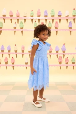 Mini Hattie Dress in Cornflower Blue Lace