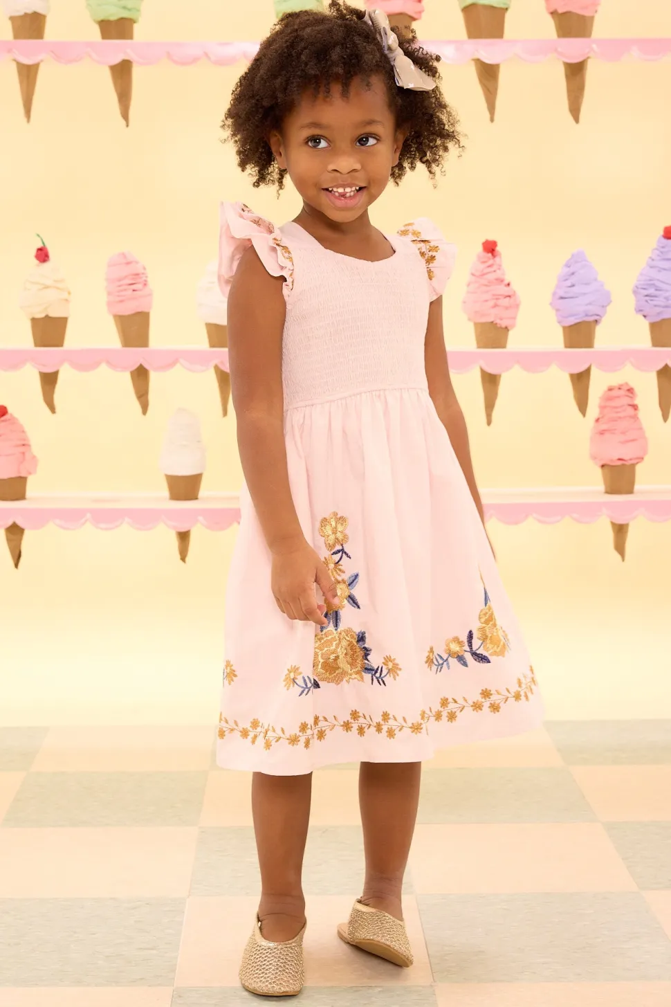 Mini Hattie Dress in Embroidered Spring Floral