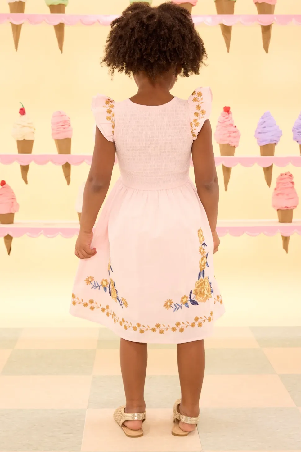 Mini Hattie Dress in Embroidered Spring Floral