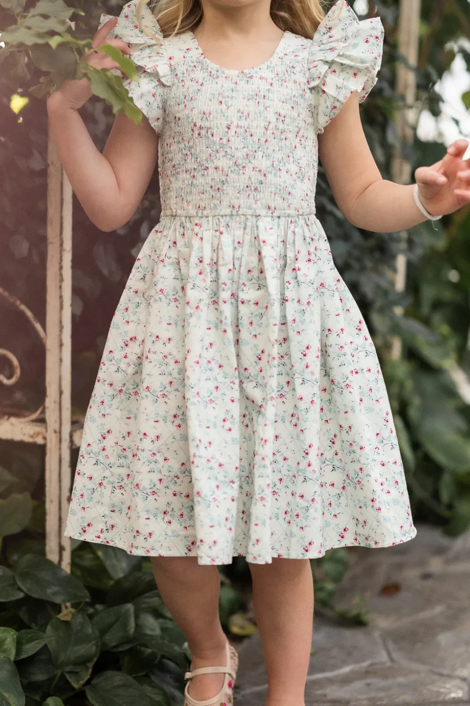 Mini Hattie Dress in Pansy Trellis