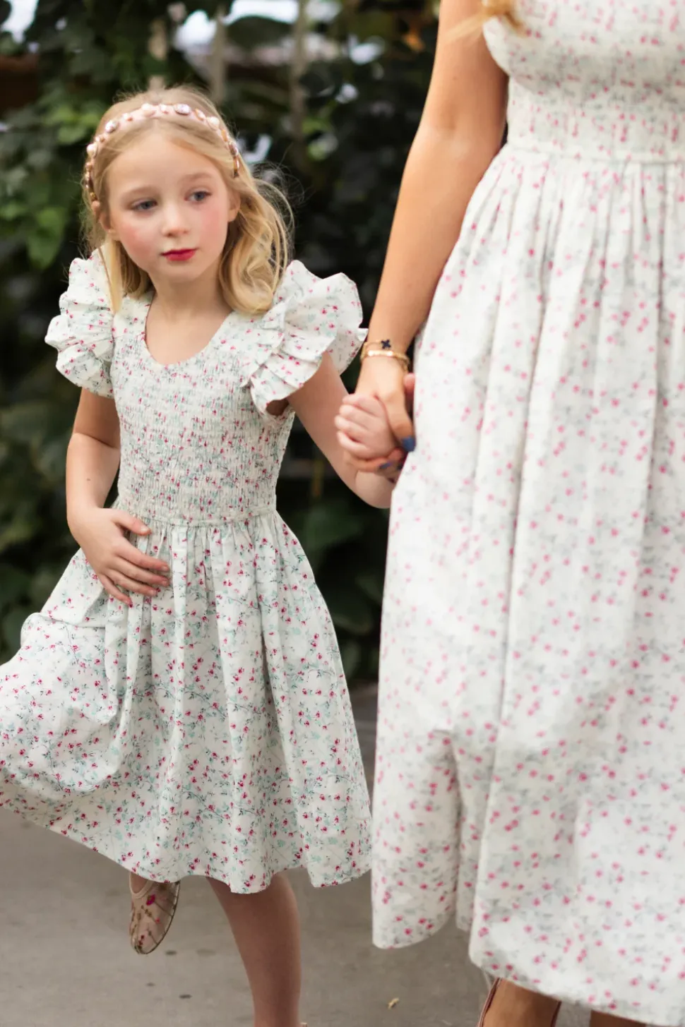 Mini Hattie Dress in Pansy Trellis