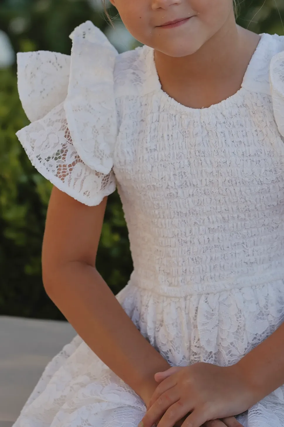 Mini Hattie Dress in White Lace