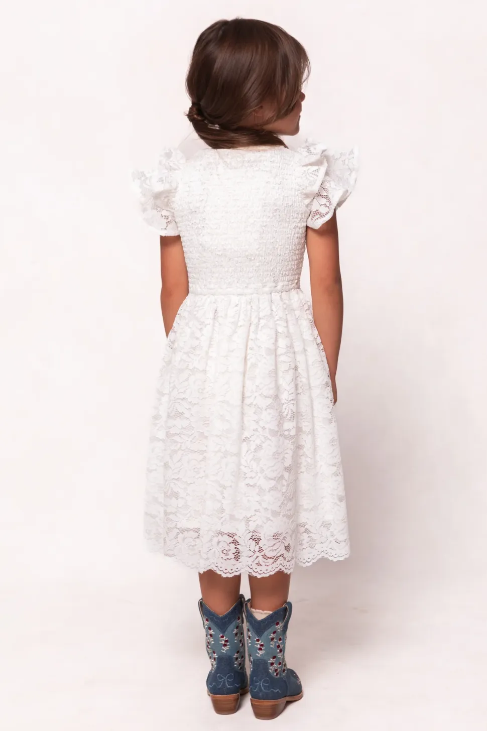 Mini Hattie Dress in White Lace