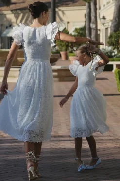 Mini Hattie Dress in White Lace