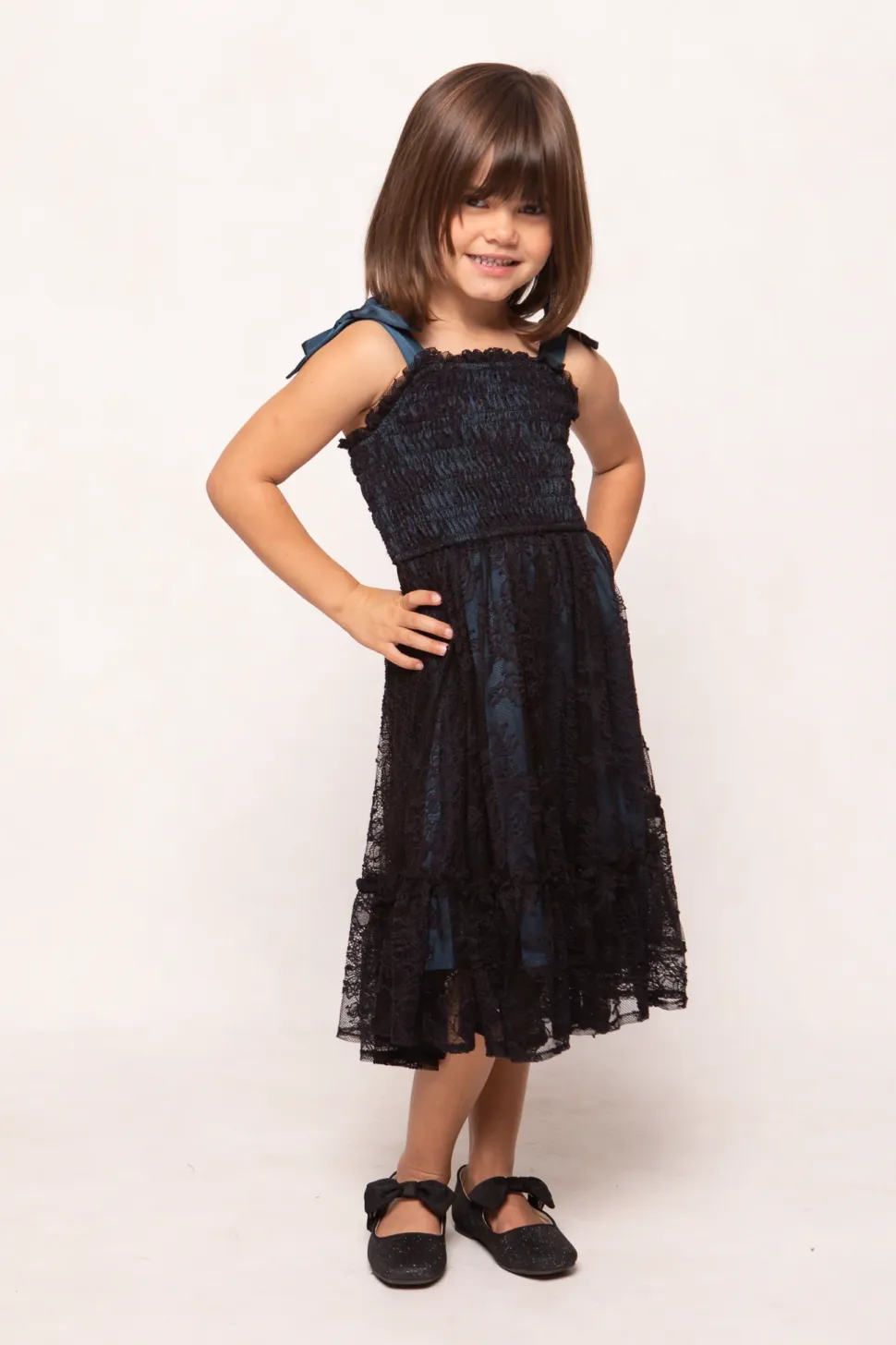 Mini Isadora Dress in Navy & Black