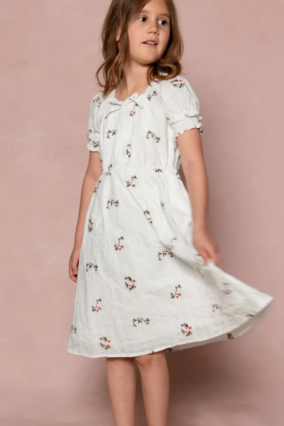 Mini Jessie Dress in Ditsy Embroidery