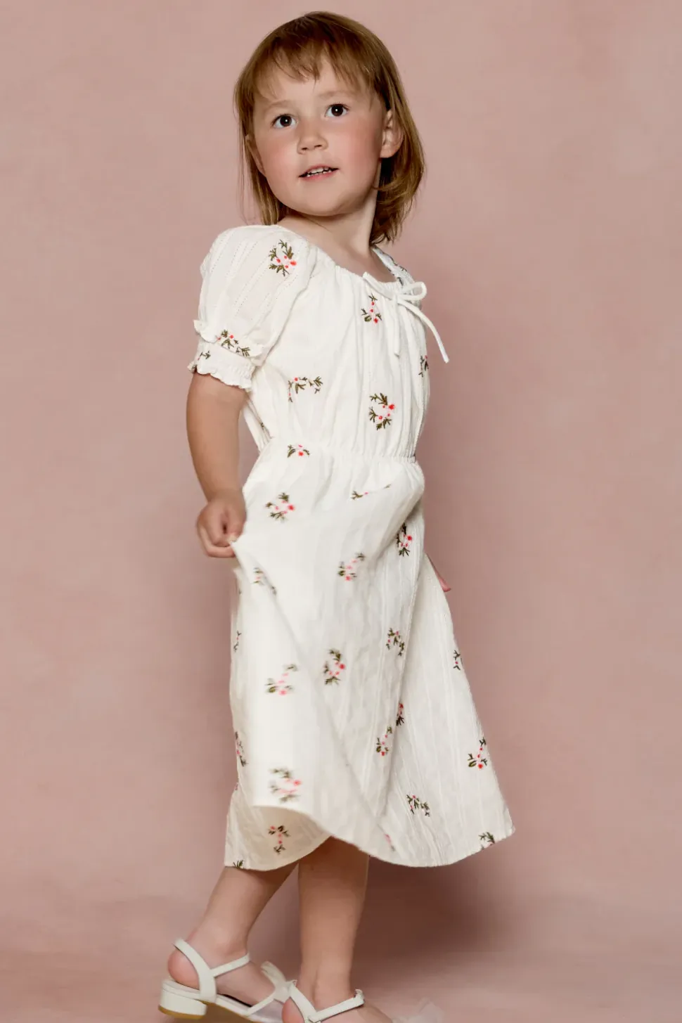 Mini Jessie Dress in Ditsy Embroidery