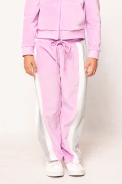 Mini Kailey Velour Track Pants in Pink