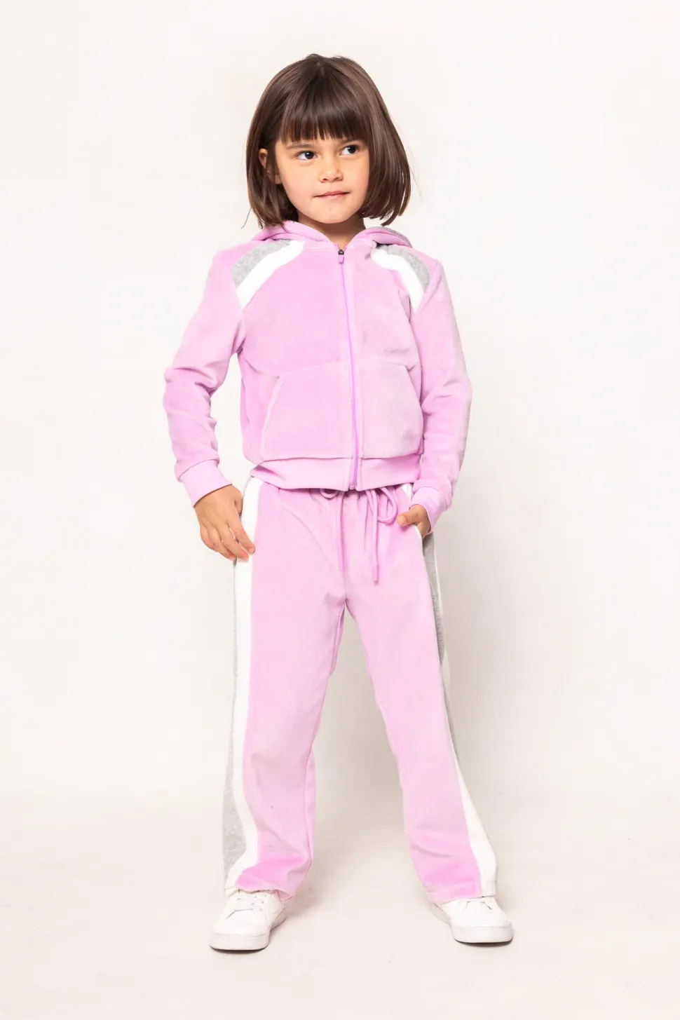 Mini Kailey Velour Track Pants in Pink