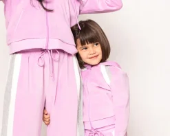 Mini Kailey Velour Track Pants in Pink