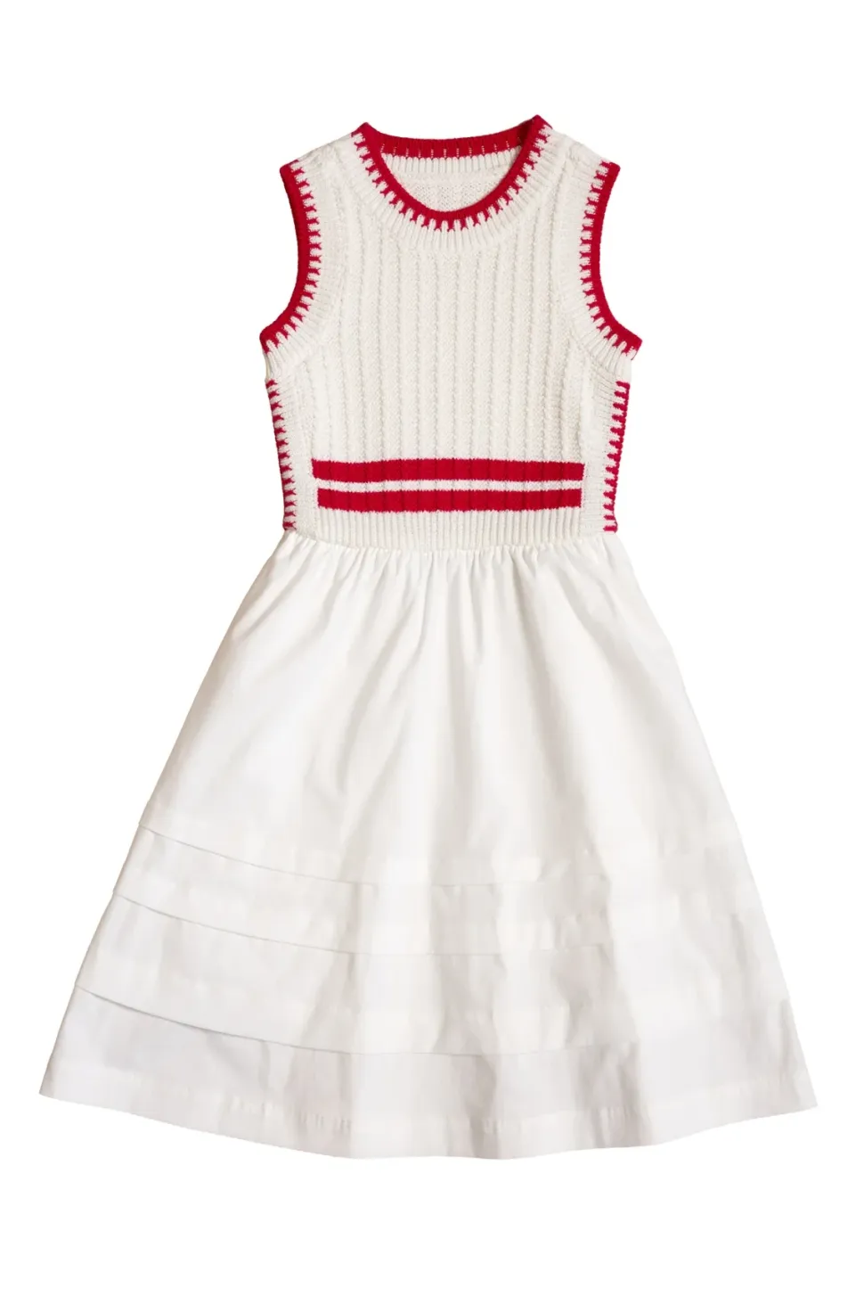 Mini Lisbon Dress in Ivory & Firework Red