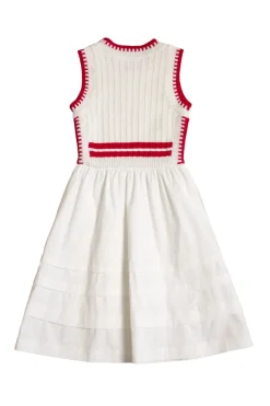 Mini Lisbon Dress in Ivory & Firework Red