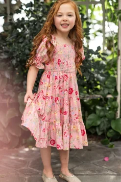Mini Madeline Dress in Pink Vintage Poppies