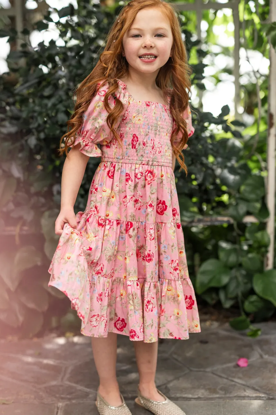Mini Madeline Dress in Pink Vintage Poppies