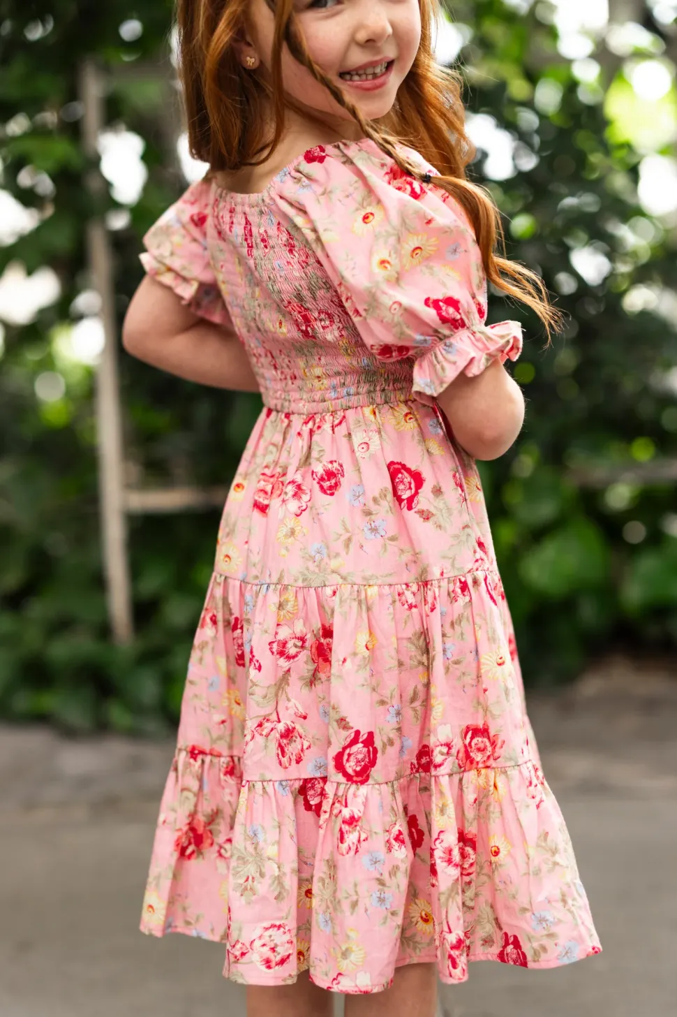 Mini Madeline Dress in Pink Vintage Poppies