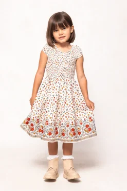 Mini Marlow Cap Sleeve Dress in Cream Ditsy Floral