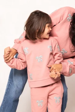 Mini Micah Crew Neck Sweatshirt in Pink & Bows