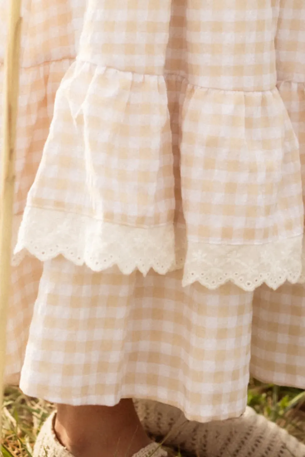 Mini Presley Sleeveless Dress in Cream Gingham
