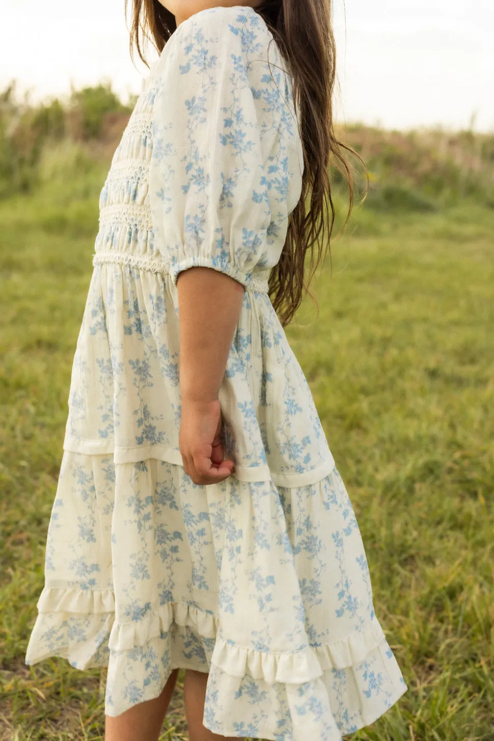 Mini Roselyn Dress in Ivory Porcelain Fleur