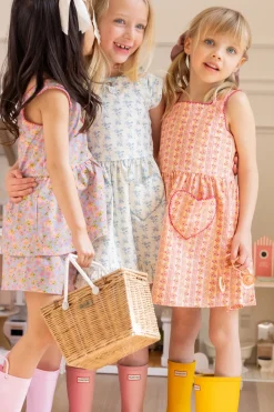 Mini Rue Play Dress in Handpainted Flora Stripe