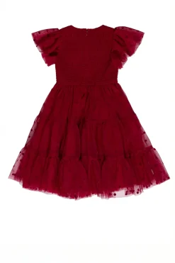 Mini Solange Dress in Burgundy Tulle