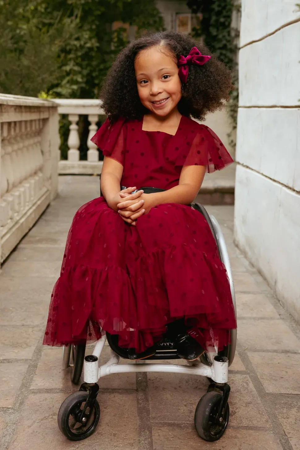 Mini Solange Dress in Burgundy Tulle