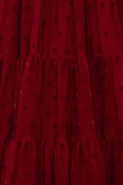 Mini Solange Dress in Burgundy Tulle