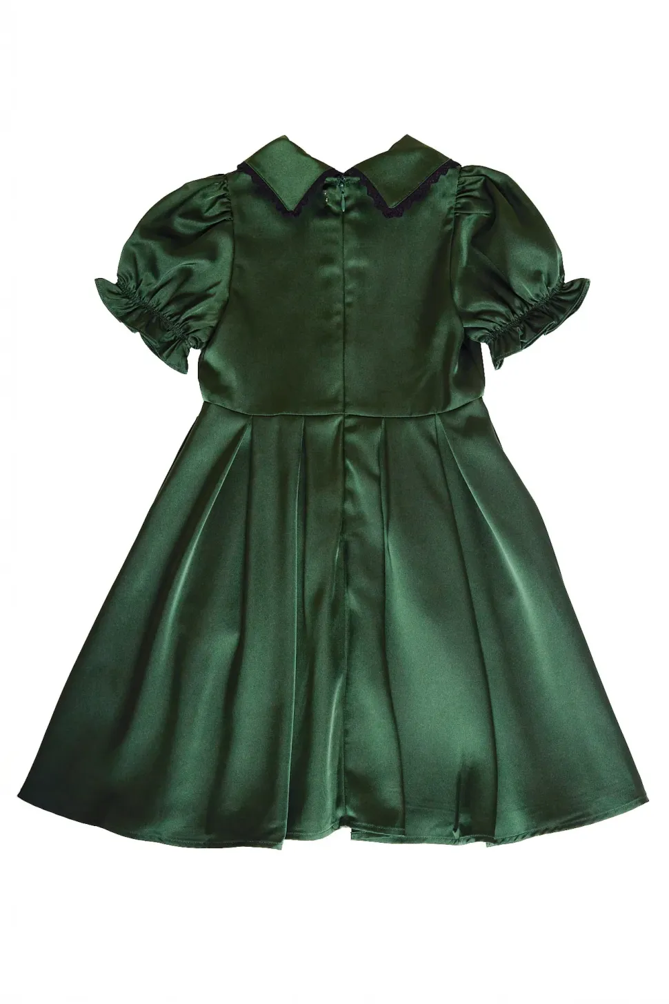 Mini Sophia Dress in Green Satin