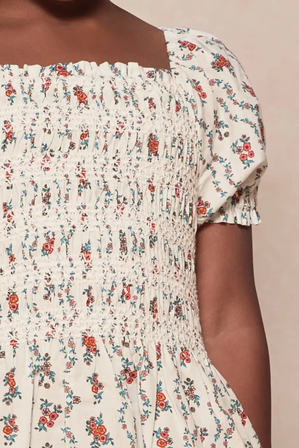Mini Sunday Best Dress in Linear Poppy Woodblock