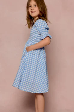Mini Teagan Dress in Blue Gingham