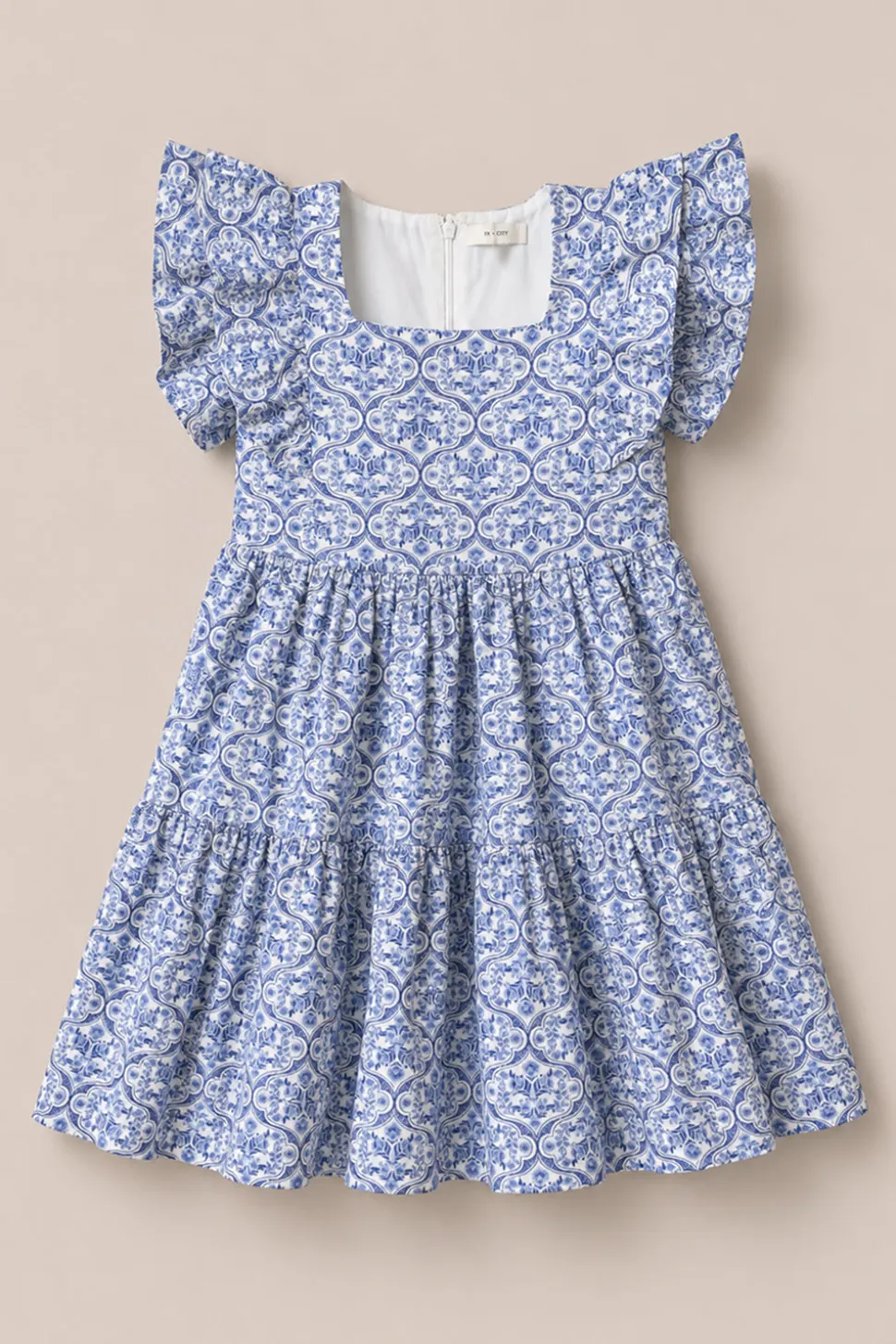 Mini Trixie Dress in Blue Moroccan Tile