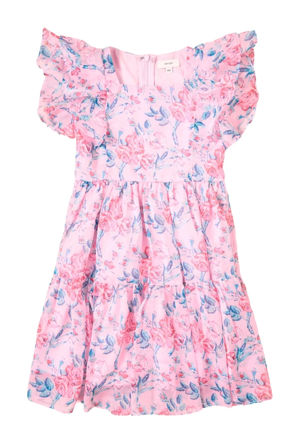 Mini Trixie Dress in Pink Sketched Flower Chiffon