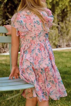 Mini Trixie Dress in Pink Sketched Flower Chiffon