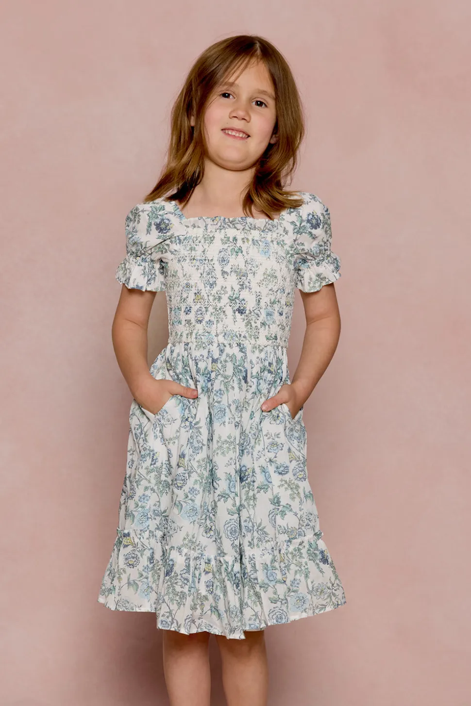 Mini Valencia Dress in Ivory Climbing Vine Bloom