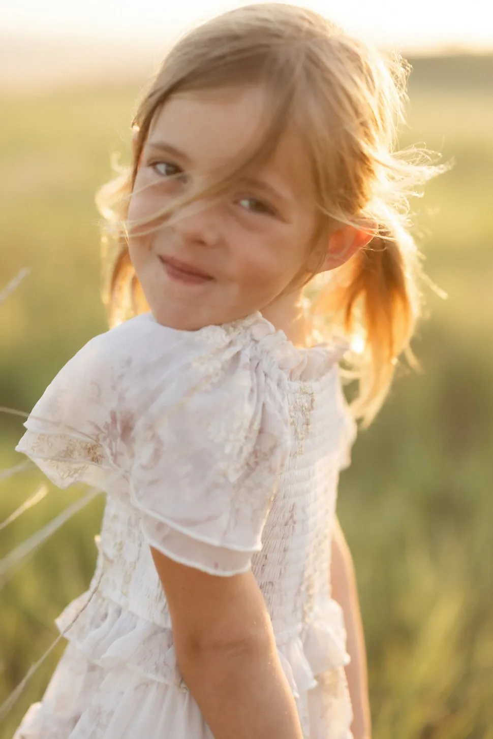 Mini Winnie Dress in Bright White Wispy Wildflower
