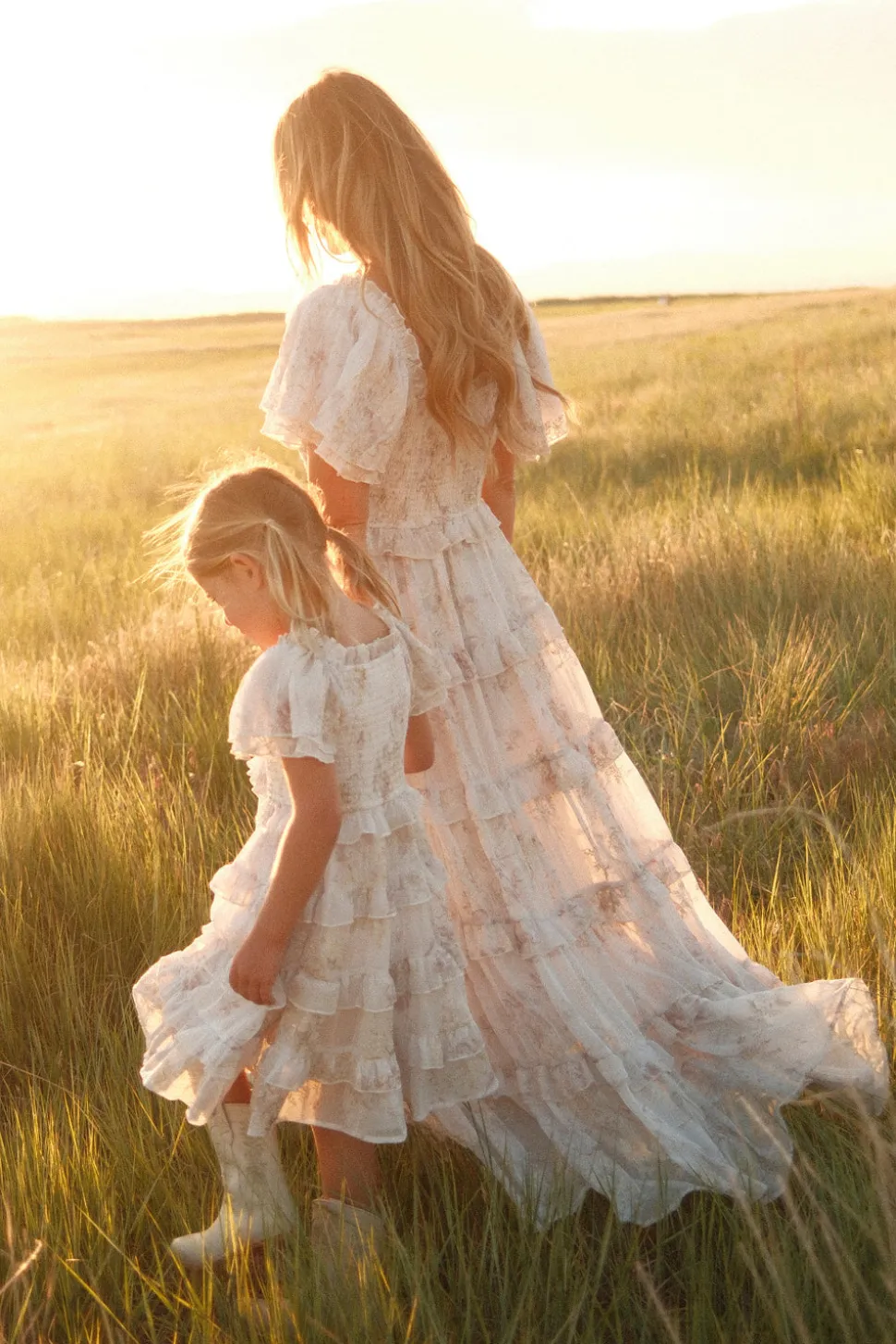 Mini Winnie Dress in Bright White Wispy Wildflower