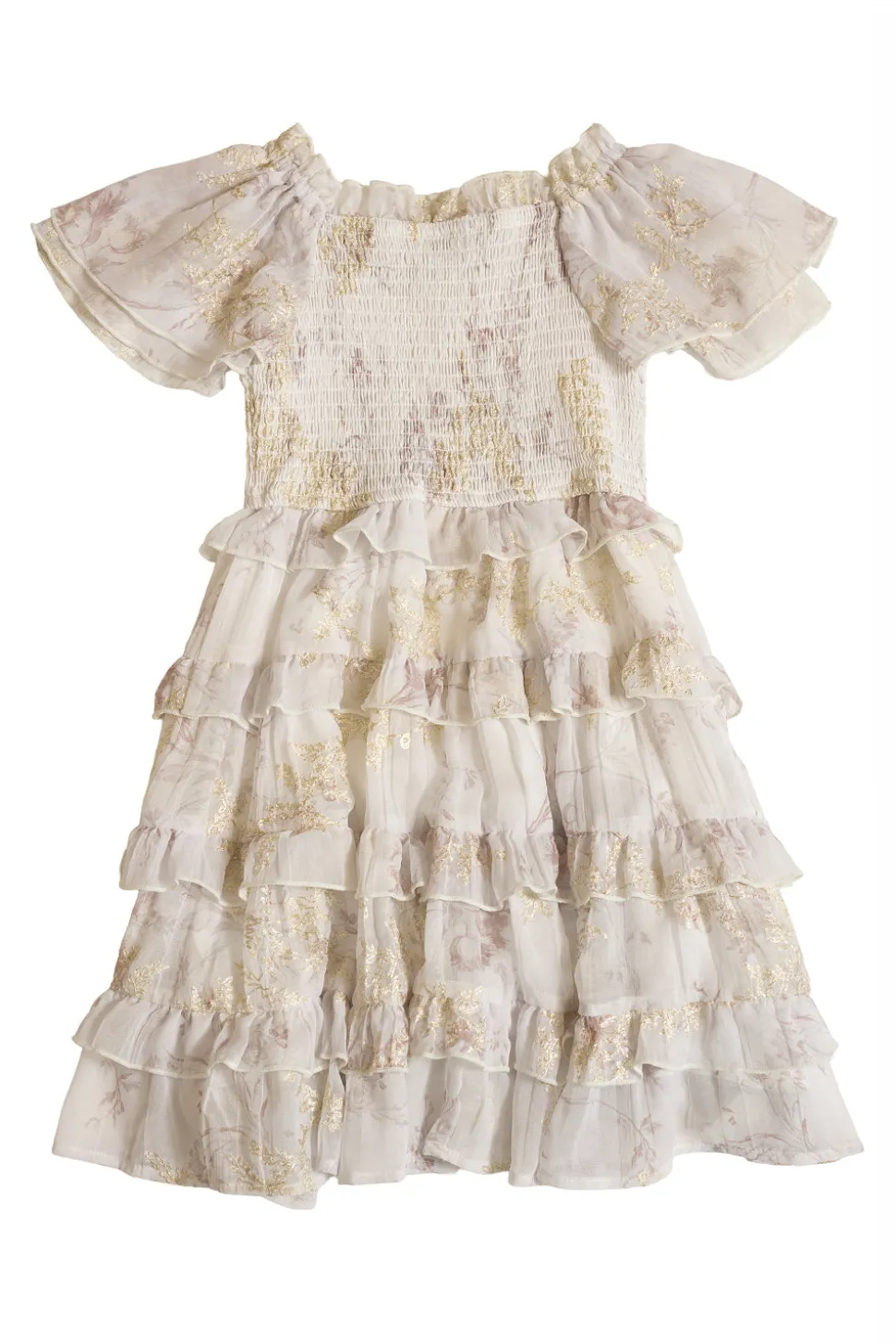 Mini Winnie Dress in Bright White Wispy Wildflower