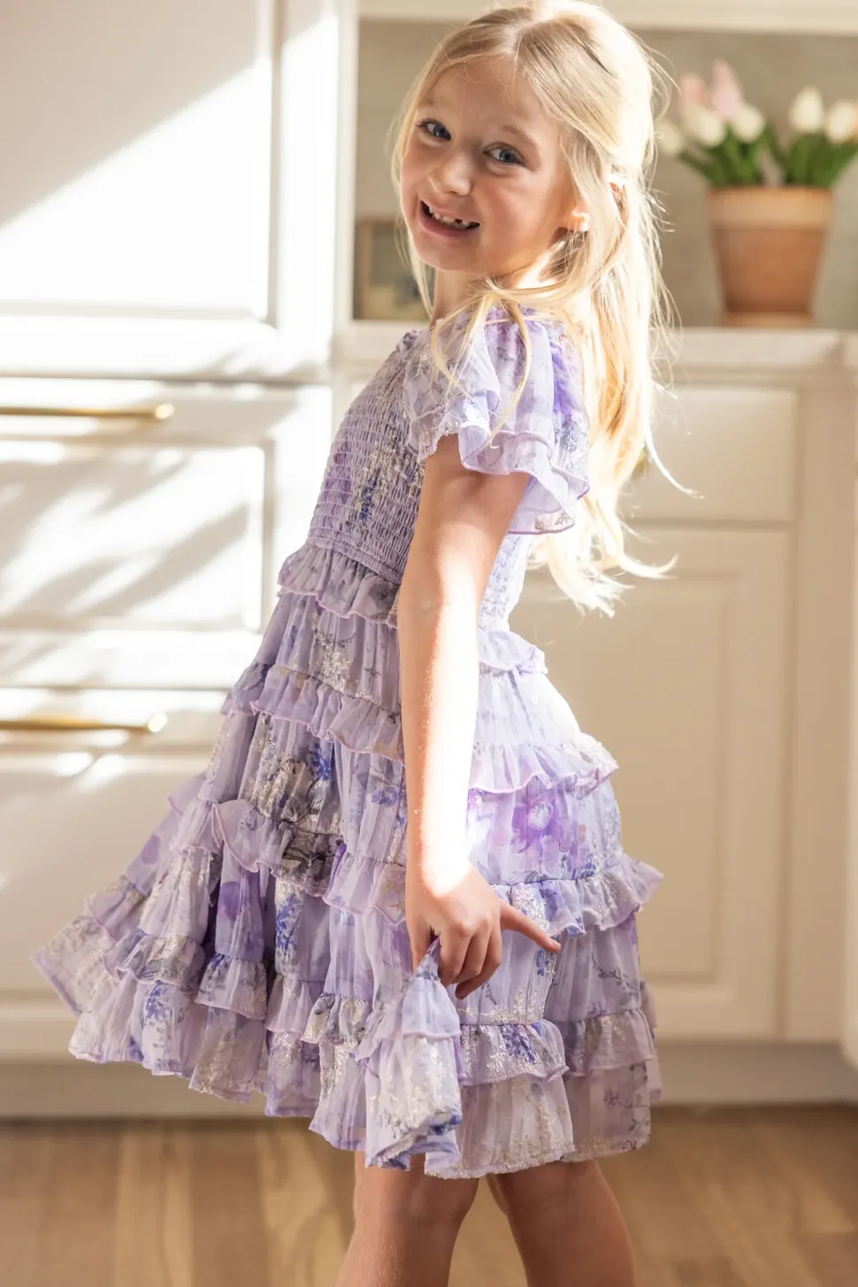 Mini Winnie Dress in Lavender Aquarelle Fleur