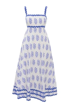 Palmer Dress in Blue Block Print