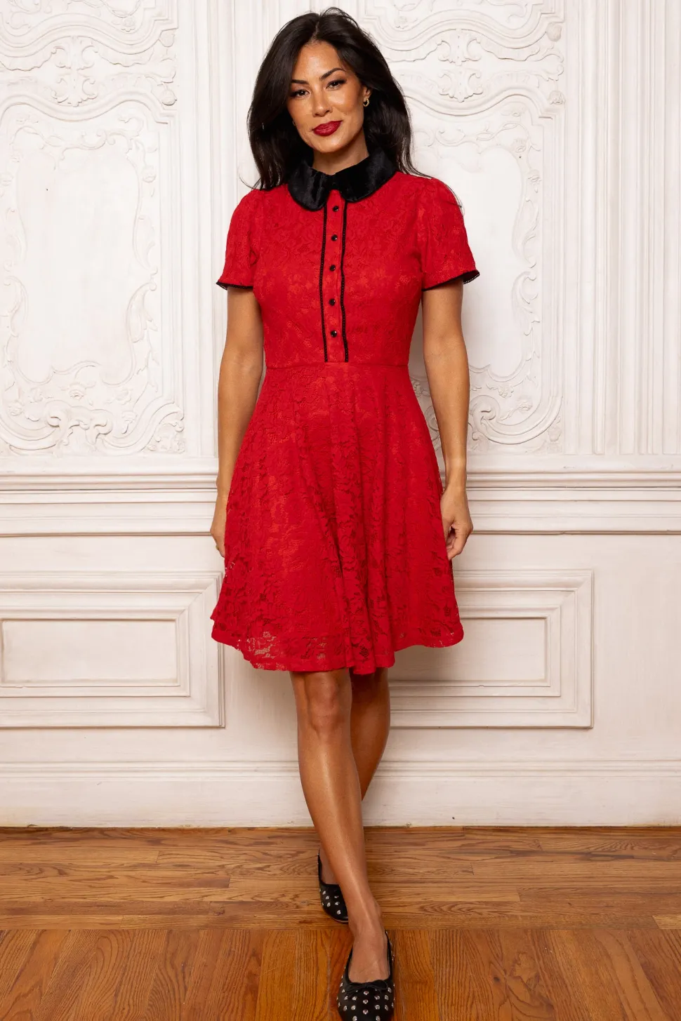 Penny Dress in Red Lace