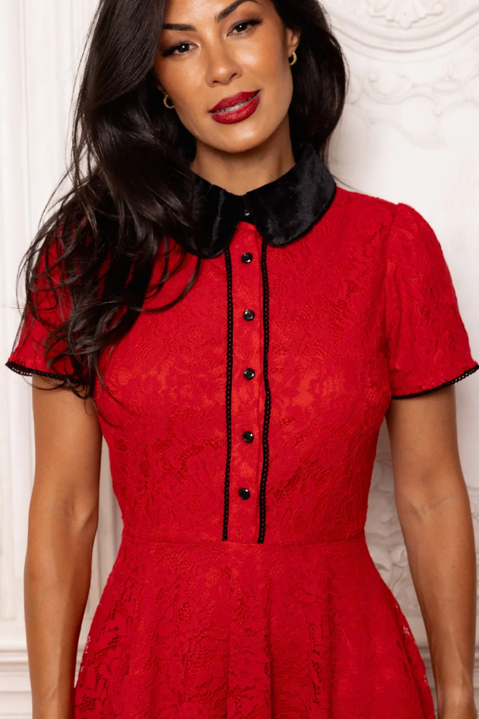 Penny Dress in Red Lace