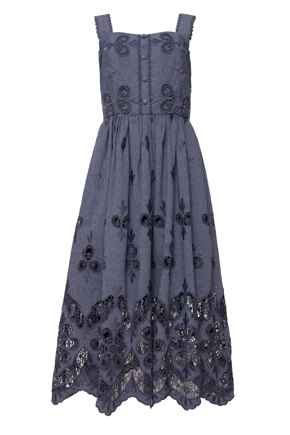 Penny Tank Midi Dress in Embroidered Chambray