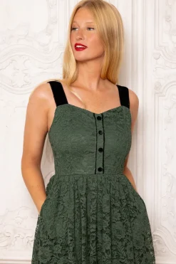 Penny Tank Midi Dress in Green Lace