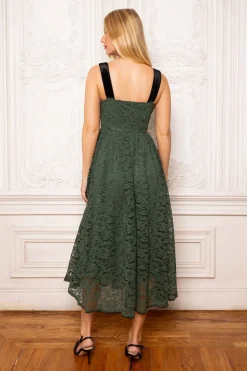 Penny Tank Midi Dress in Green Lace