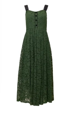 Penny Tank Midi Dress in Green Lace