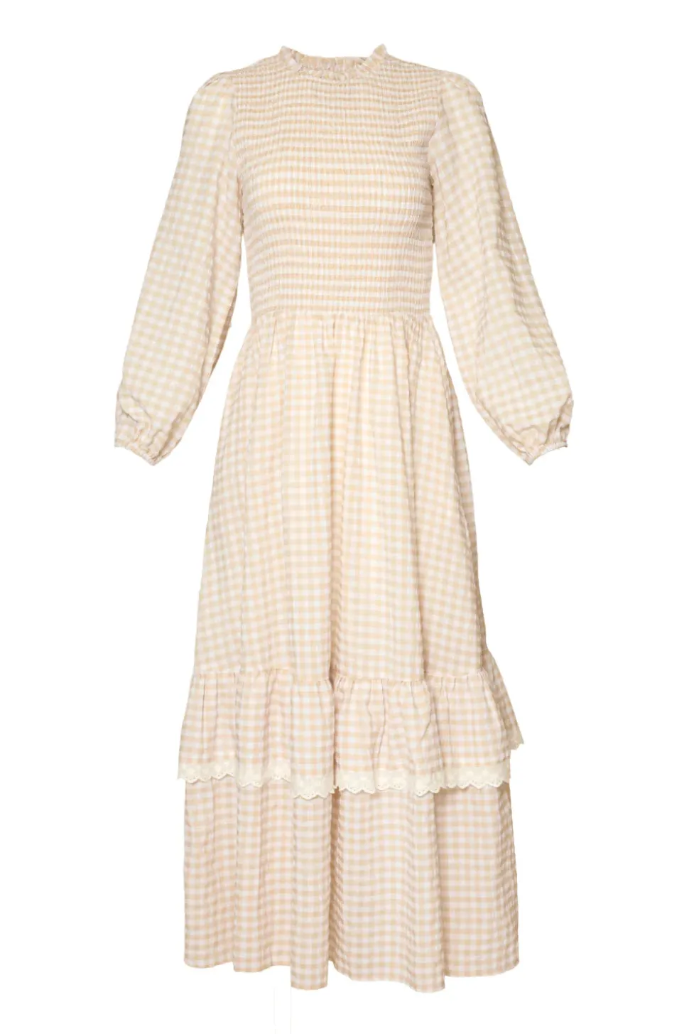Presley Dress in Cream Gingham