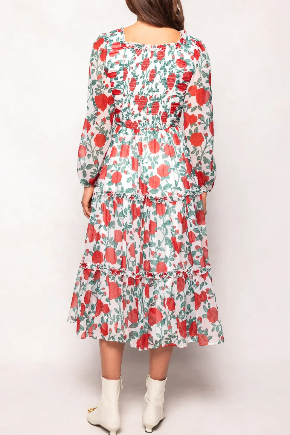 Selena Dress in Red Roses