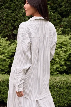 Sevilla Top in Blue & White Pinstripe